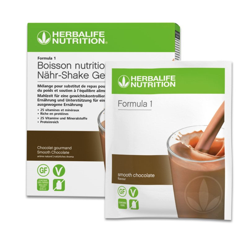 Herbalife Formula 1 Nutritional Shake Mix Sachets Smooth Chocolate Pack of 7 sachets